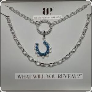 BP Silver Necklace with Blue and White Accents